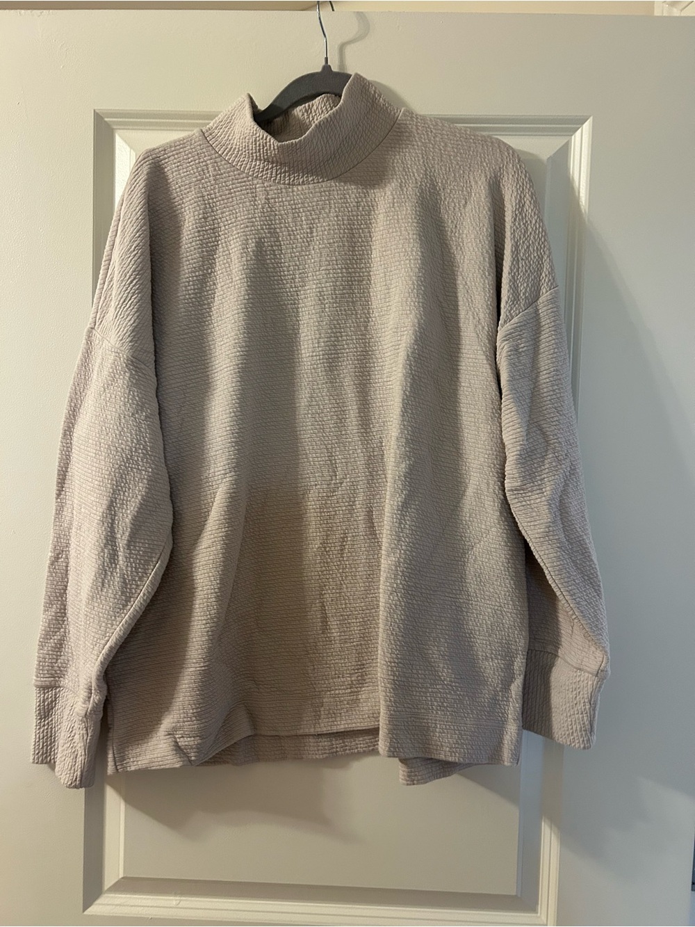 Women’s Relaxed Mock Neck Sweater Pullover - Light Beige